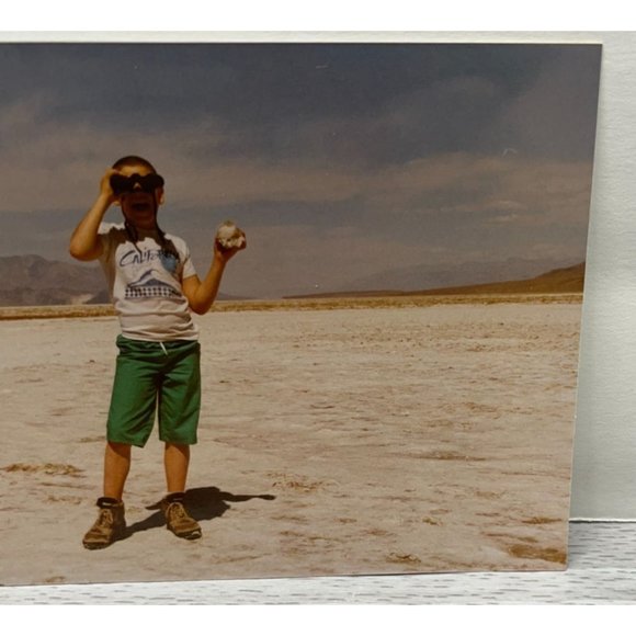 Boy with Binoculars Found Photo Snapshot 1988 Ghost Town Rhyolite Nevada - Picture 5 of 5